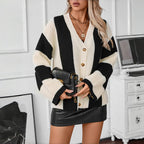 Casual Striped Knit Cardigan