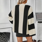 Casual Striped Knit Cardigan