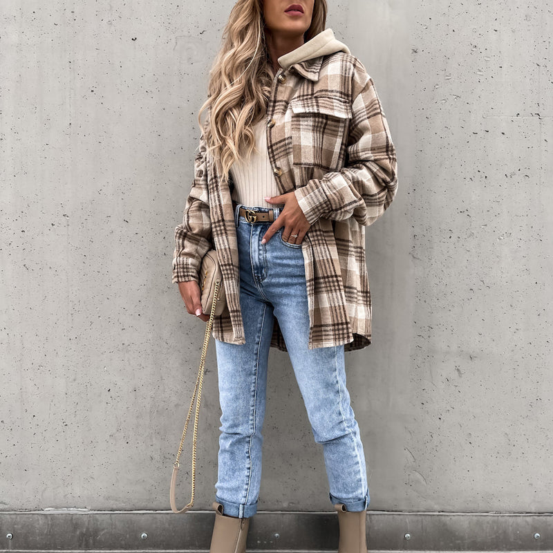 Casual Checked Jacket with Hood