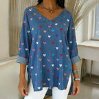 Vintage Blouse with Heart Print