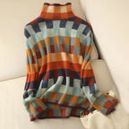 Colorful Checkered Knitted Sweater