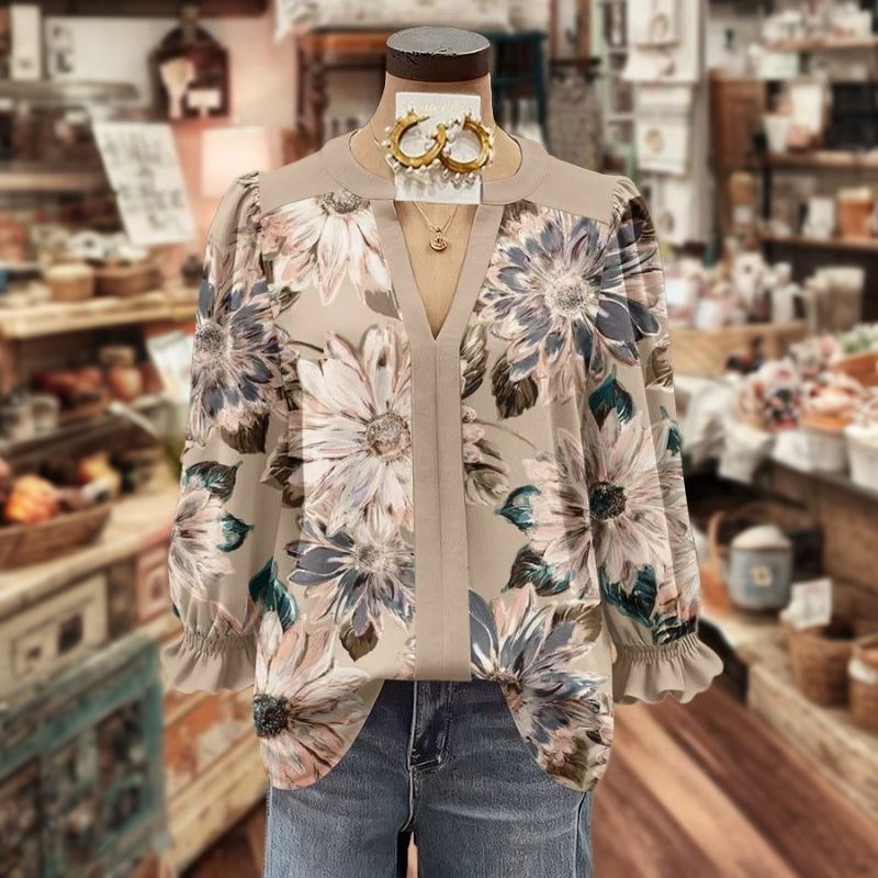 Vintage Floral Print Blouse