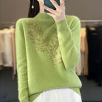 Knitted Sweater with Leaf Pattern