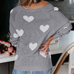 Knitted Sweater with Heart Pattern