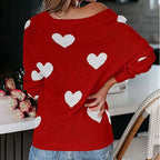 Knitted Sweater with Heart Pattern