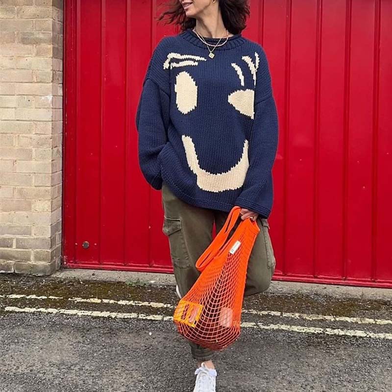 Smiley Casual Knitted Sweater