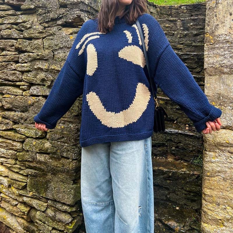 Smiley Casual Knitted Sweater