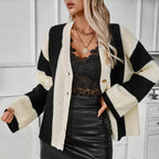Casual Striped Knit Cardigan