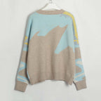 Casual Sweater with Color Blocks
