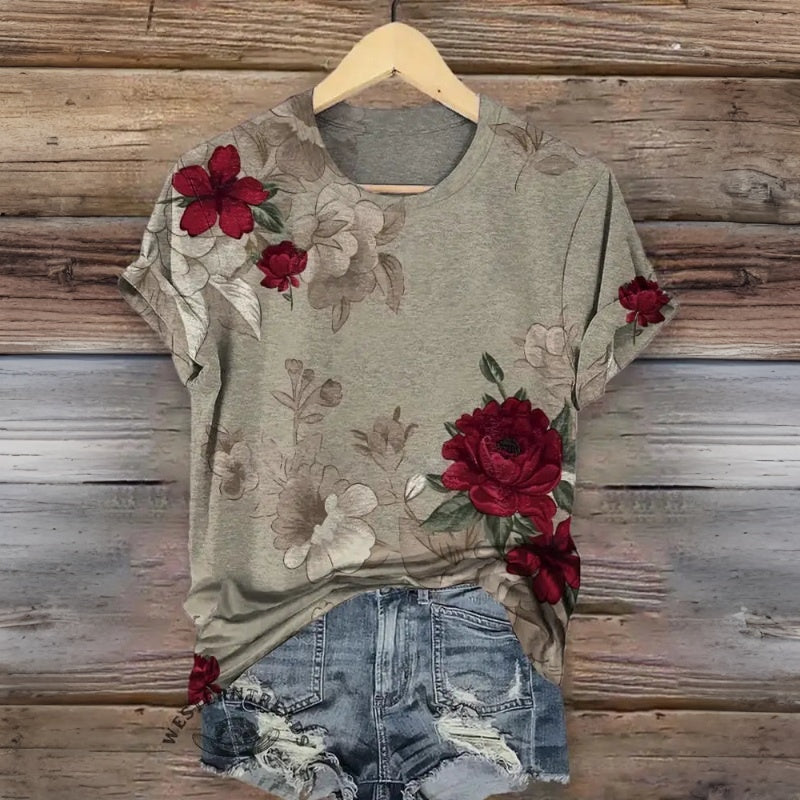 Vintage T-Shirt with Floral Print