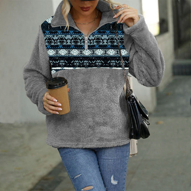 Casual Sweater with Geometric Print