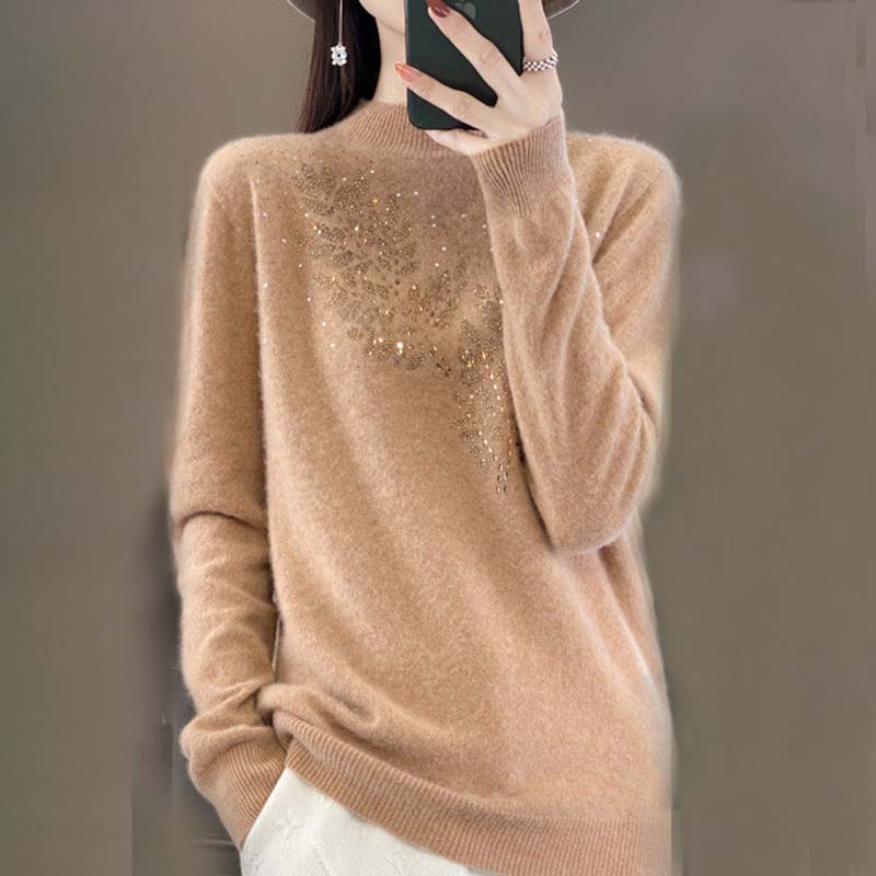 Knitted Sweater with Leaf Pattern