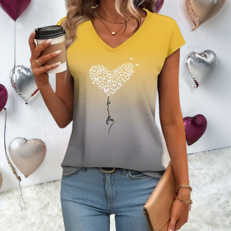 T-Shirt with Gradient Heart Print