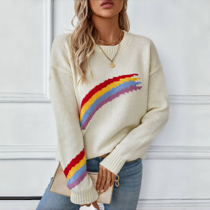 Casual Rainbow Knitted Sweater