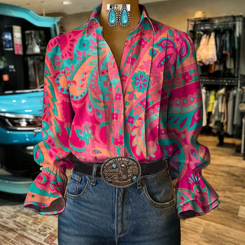 Vintage Blouse with Floral Print