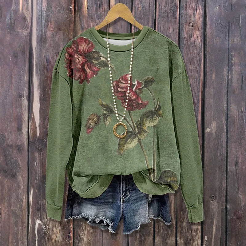Vintage Sweatshirt with Floral Print