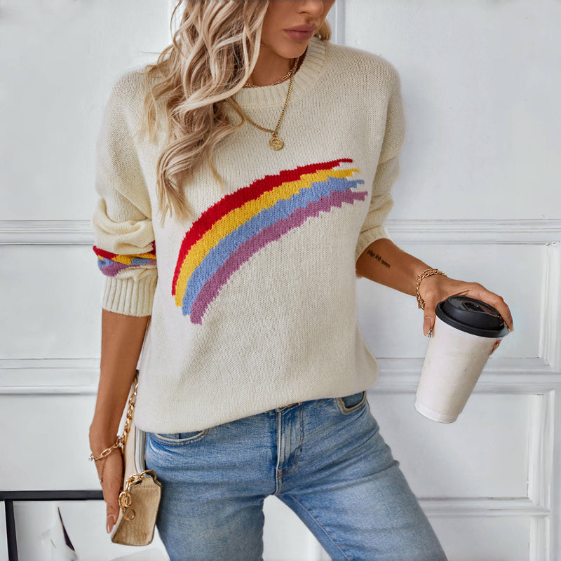 Casual Rainbow Knitted Sweater