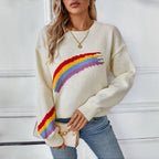 Casual Rainbow Knitted Sweater