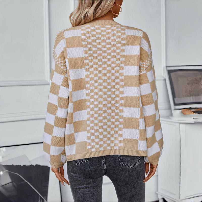 Casual Checked Knitted Vest