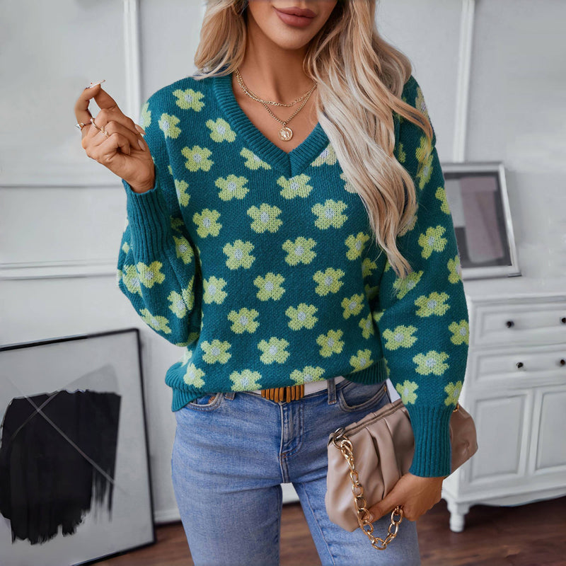 Casual Flower Knitted Sweater