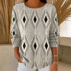 【Long Sleeves】Vintage T-Shirt with Geometric Print