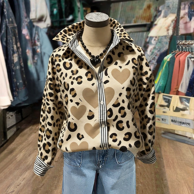 Vintage Blouse with Leopard Print