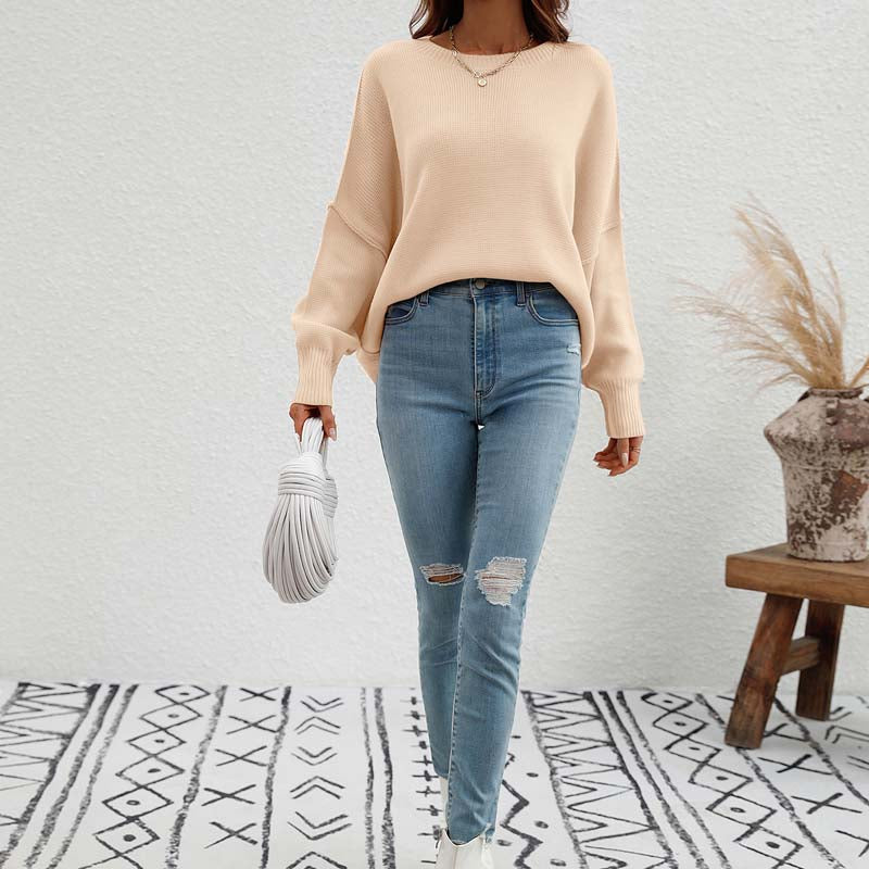 Casual Knitted Sweater in Solid Color