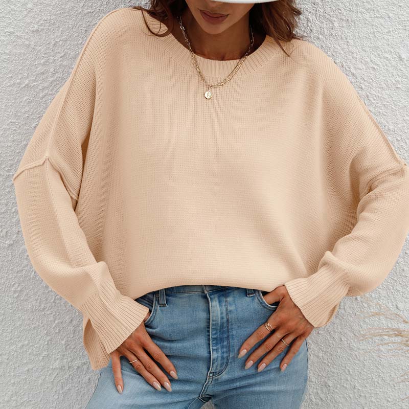Casual Knitted Sweater in Solid Color