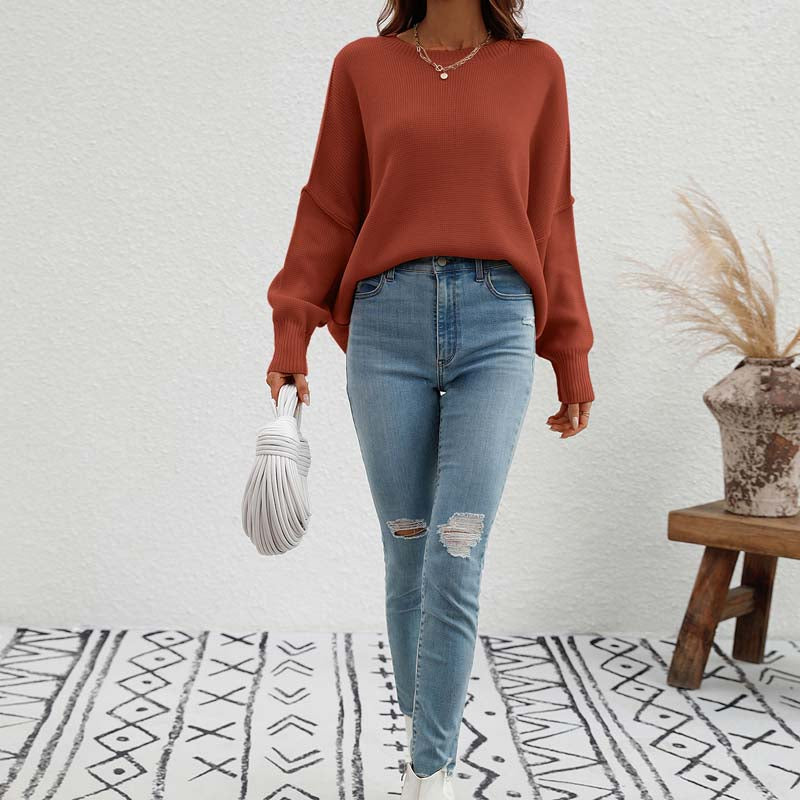 Casual Knitted Sweater in Solid Color