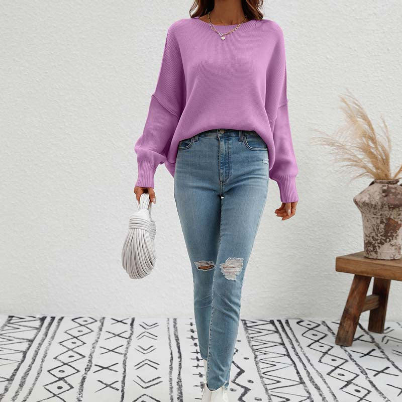 Casual Knitted Sweater in Solid Color