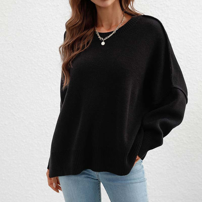 Casual Knitted Sweater in Solid Color