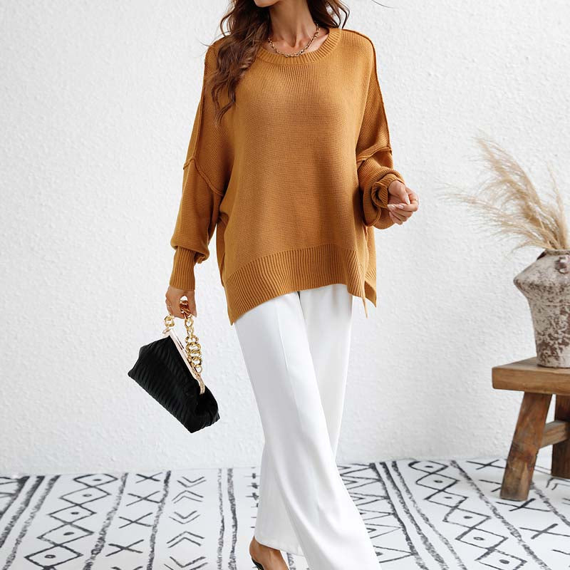 Casual Knitted Sweater in Solid Color