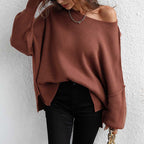 Casual Knitted Sweater in Solid Color