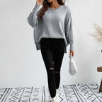 Casual Knitted Sweater in Solid Color