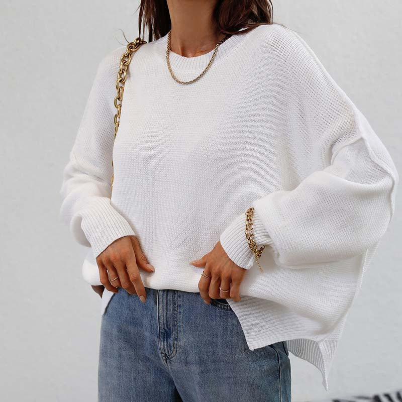 Casual Knitted Sweater in Solid Color