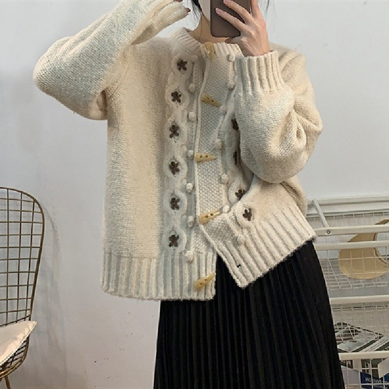 Casual Knitted Vest with Flowers