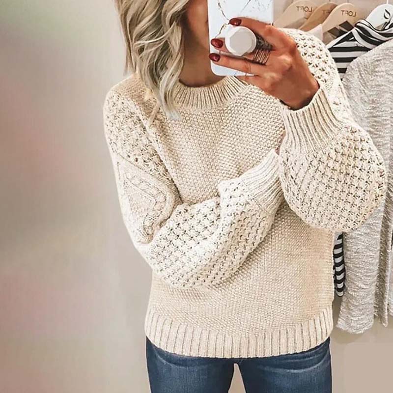 Casual Knitted Sweater in Solid Color