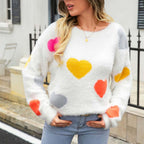 Knitted Sweater with Heart Pattern
