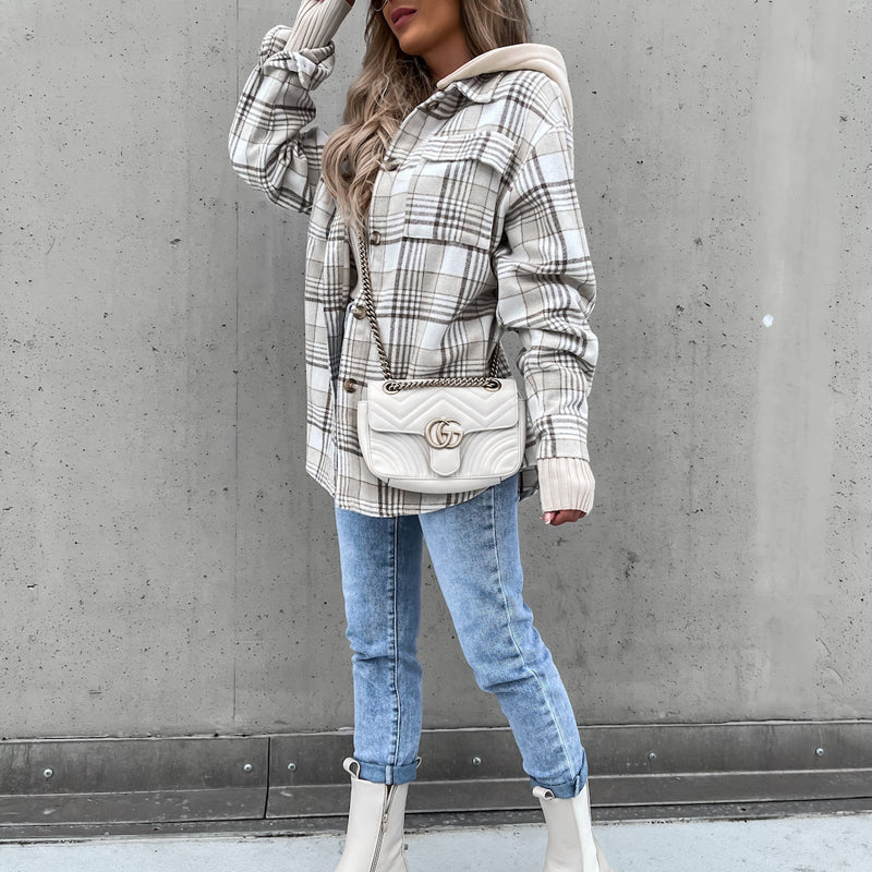 Casual Checked Jacket with Hood