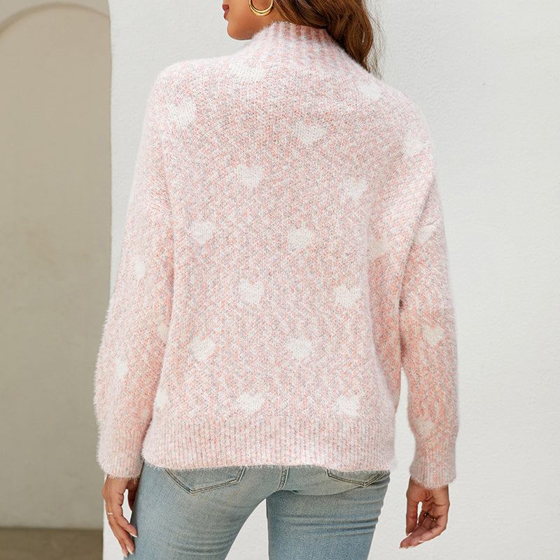 Casual Heart Knitted Sweater