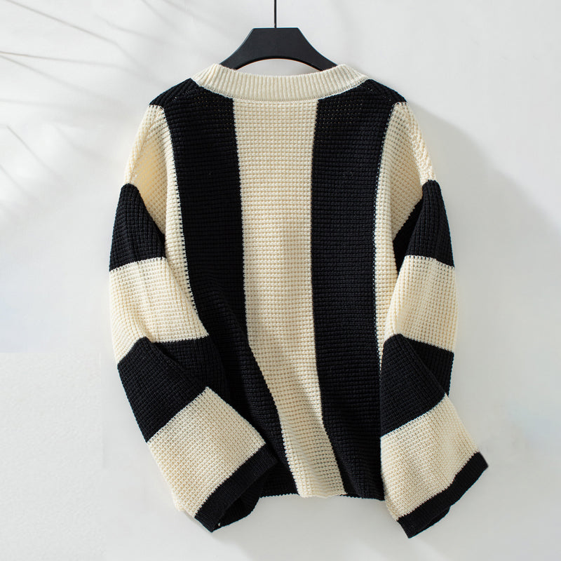 Casual Striped Knit Cardigan