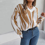 Knitted Sweater with Color Blocks