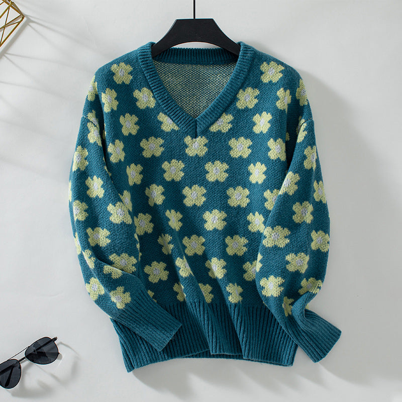 Casual Flower Knitted Sweater