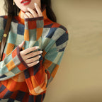 Colorful Checkered Knitted Sweater