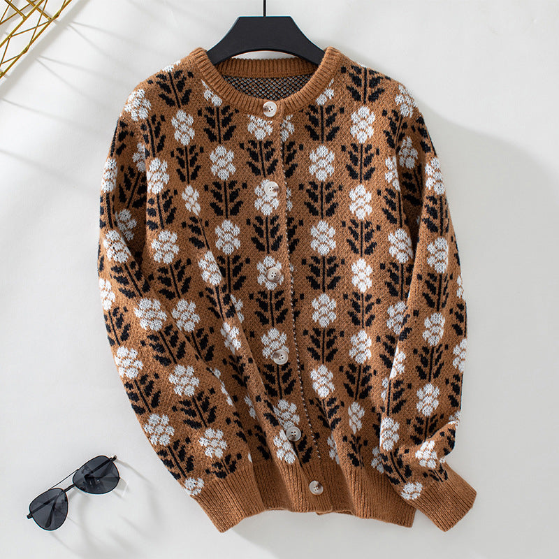 Vintage Flower Knitted Cardigan