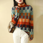 Colorful Checkered Knitted Sweater