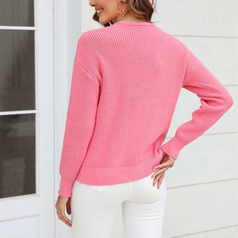 Casual Knitted Sweater in Solid Color