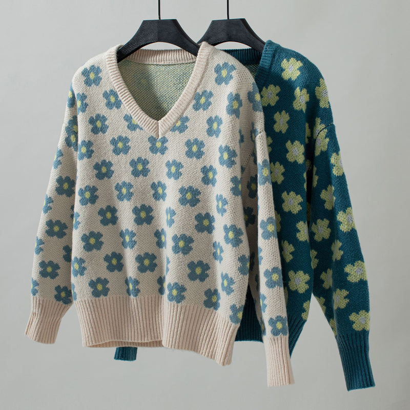 Casual Flower Knitted Sweater