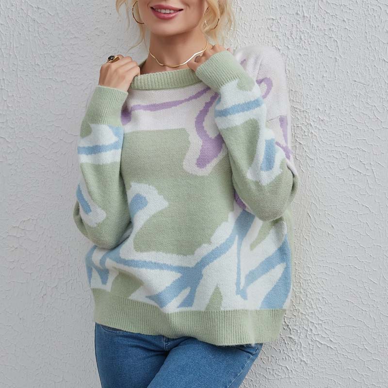 Casual Sweater with Color Blocks