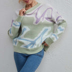 Casual Sweater with Color Blocks